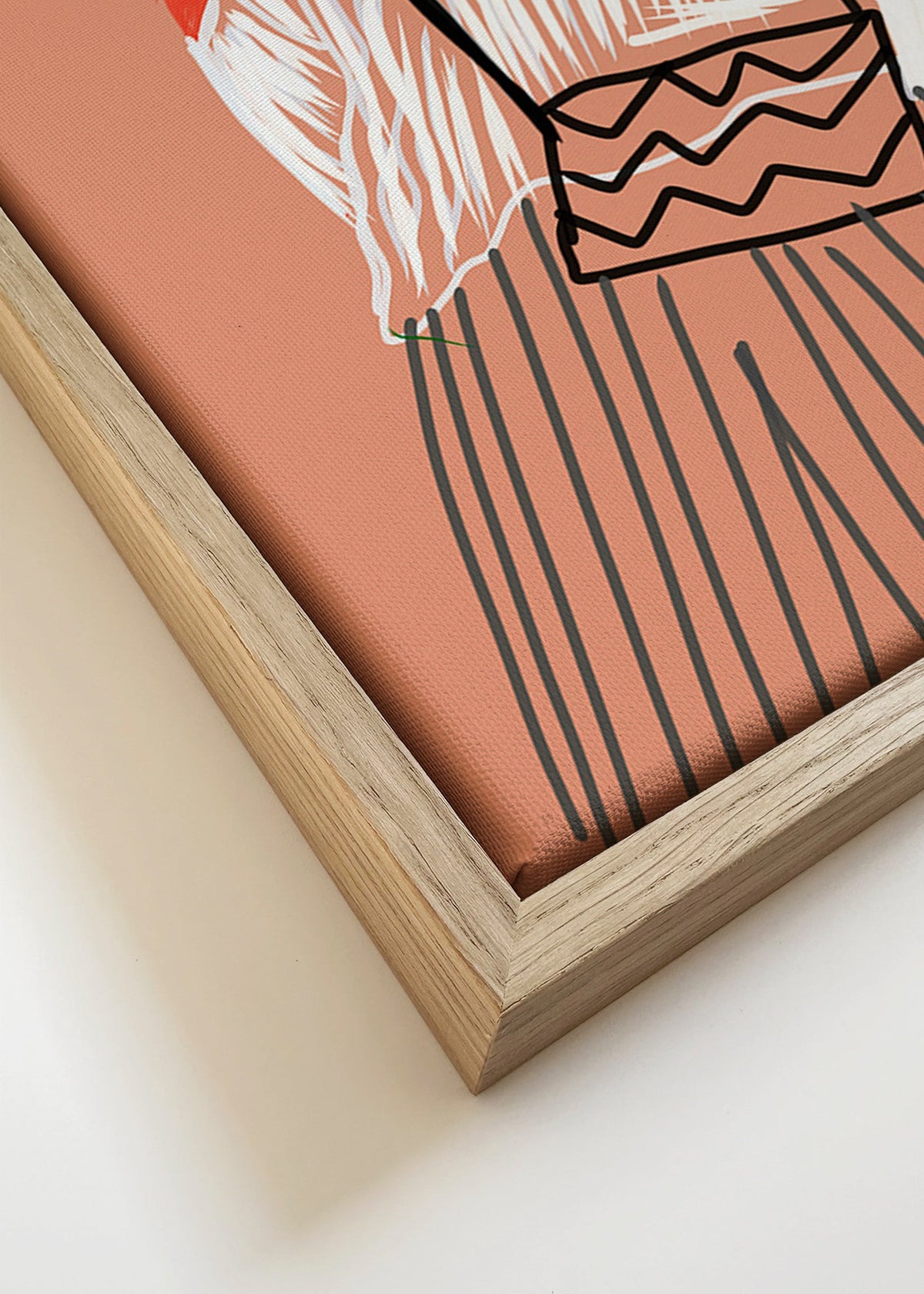 Illustration av kvinna med korallväska – Canvas detail