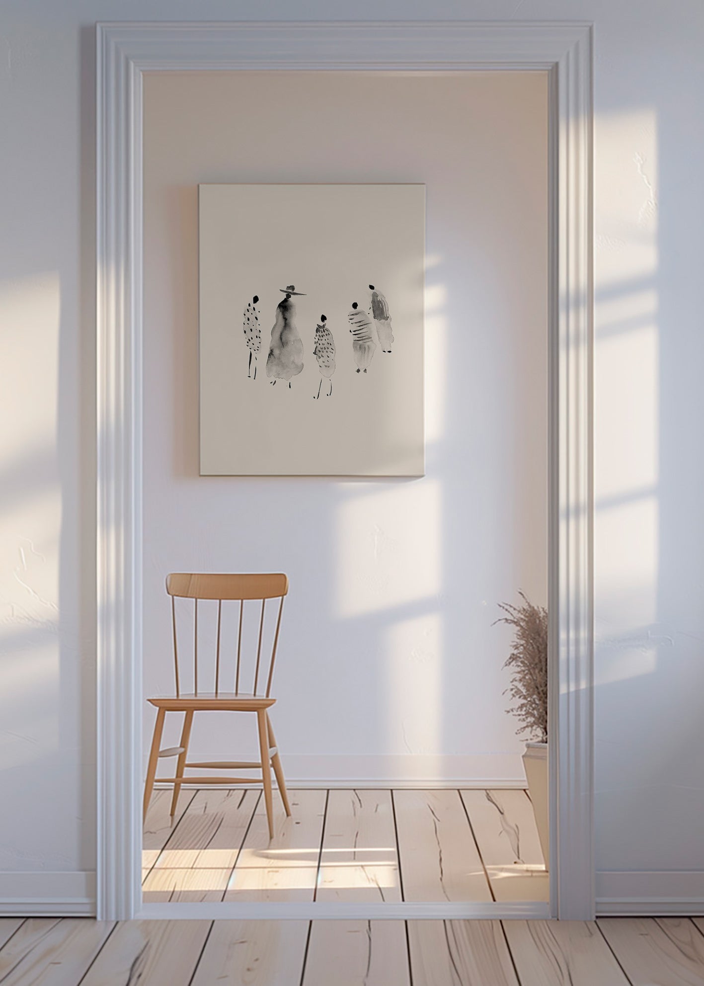 Illustration av bläckfigurer minimalistisk – Canvas