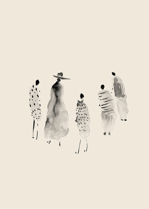 Illustration av bläckfigurer minimalistisk