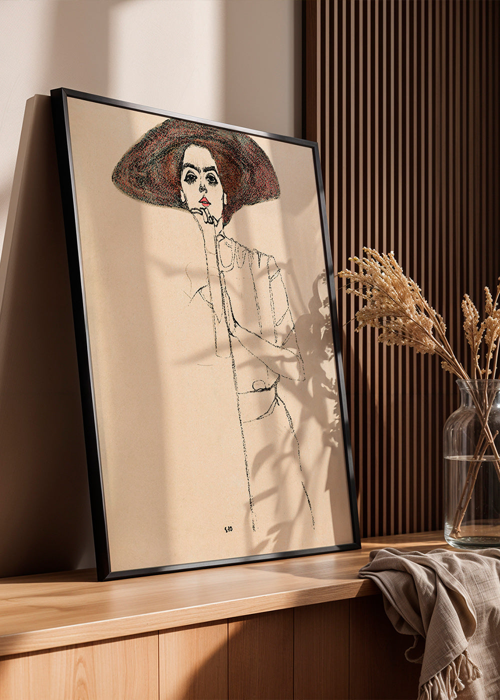 Illustration porträtt med hatt och uttrycksfull linje – Product2