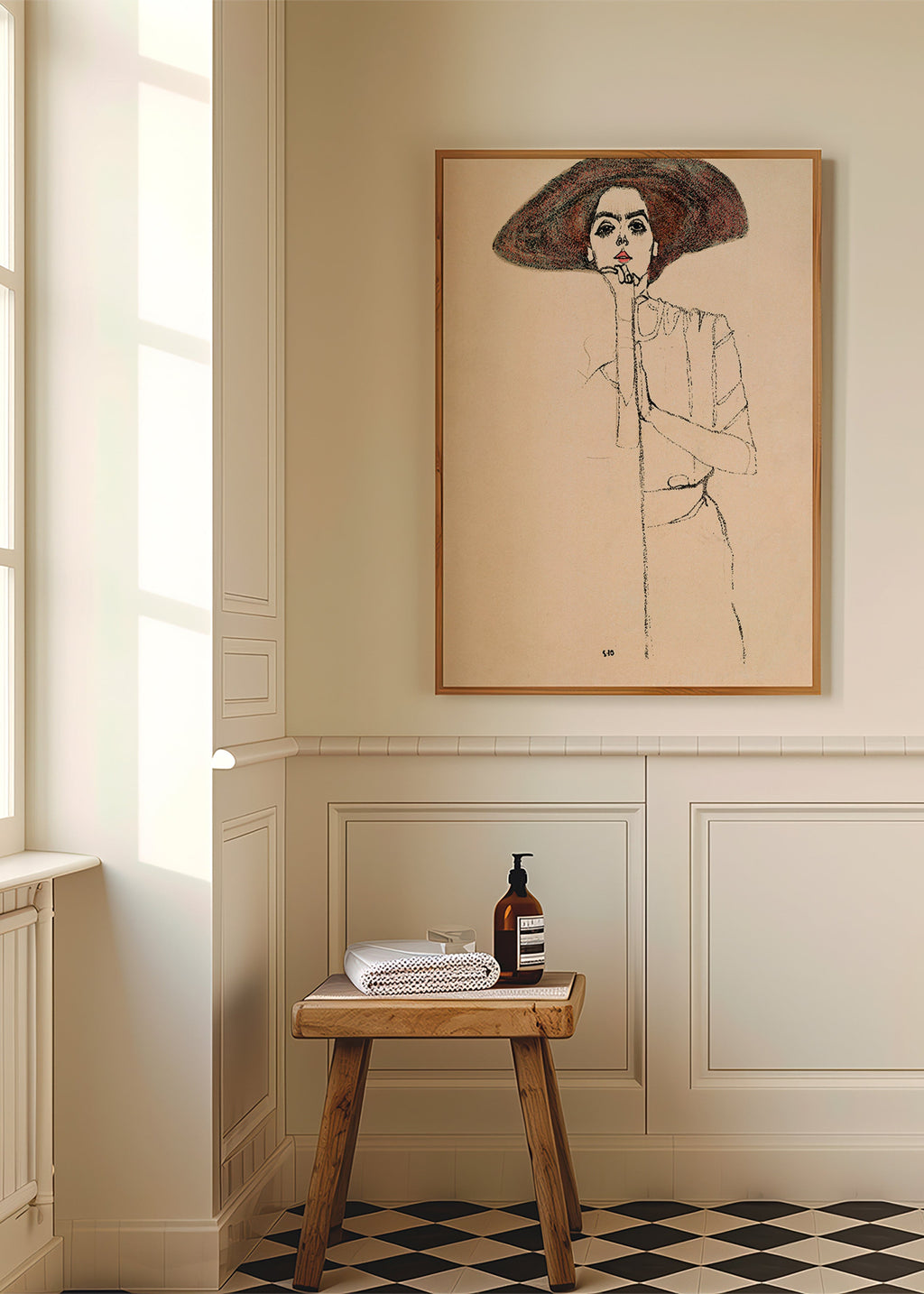 Illustration porträtt med hatt och uttrycksfull linje – Product3