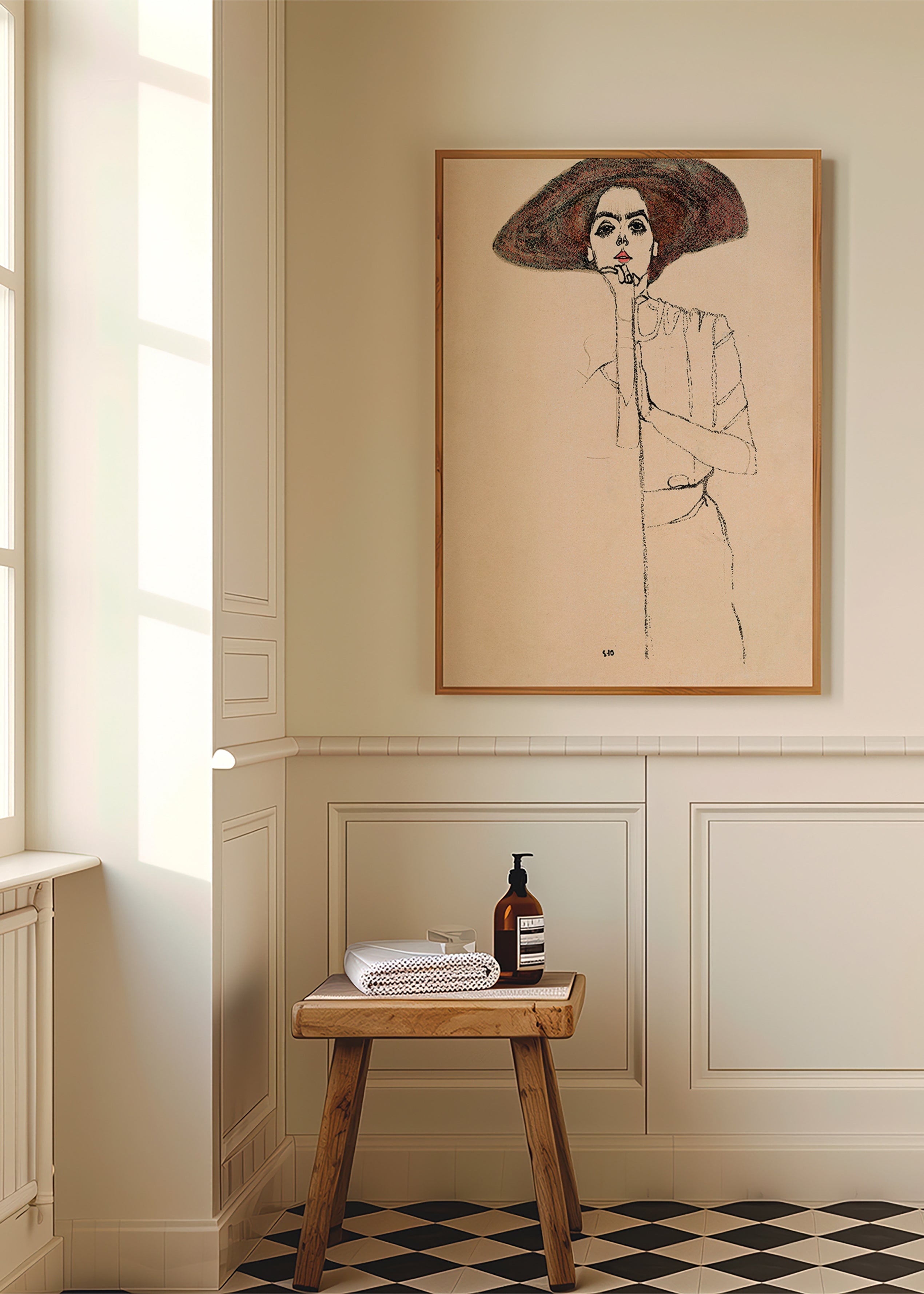 Illustration porträtt med hatt och uttrycksfull linje – Product3