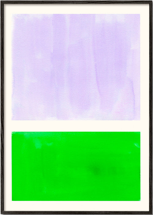 Abstrakt lavendel och grön konst – Black Frame