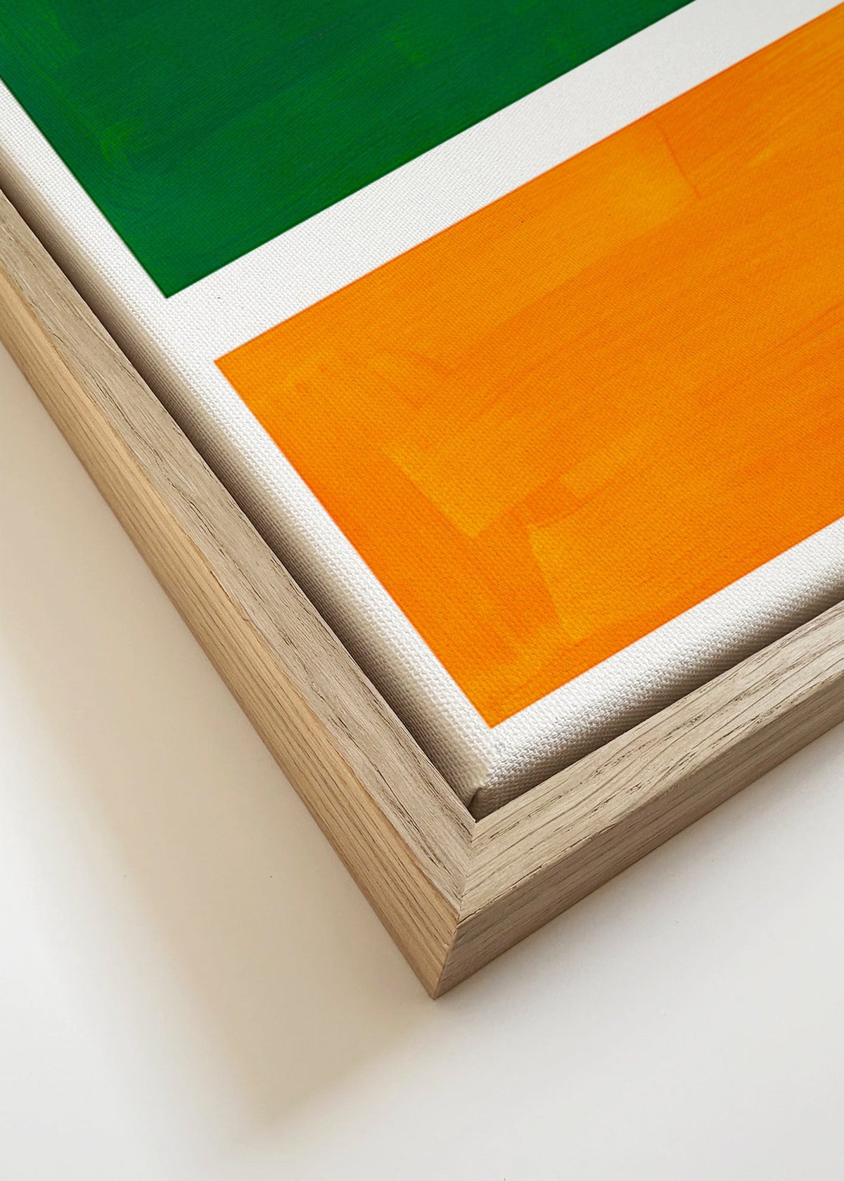 Abstrakt konst med gröna och orange ytor – Canvas detail