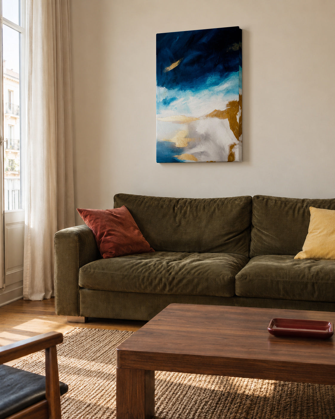 172 - Unframed canvas in an interior