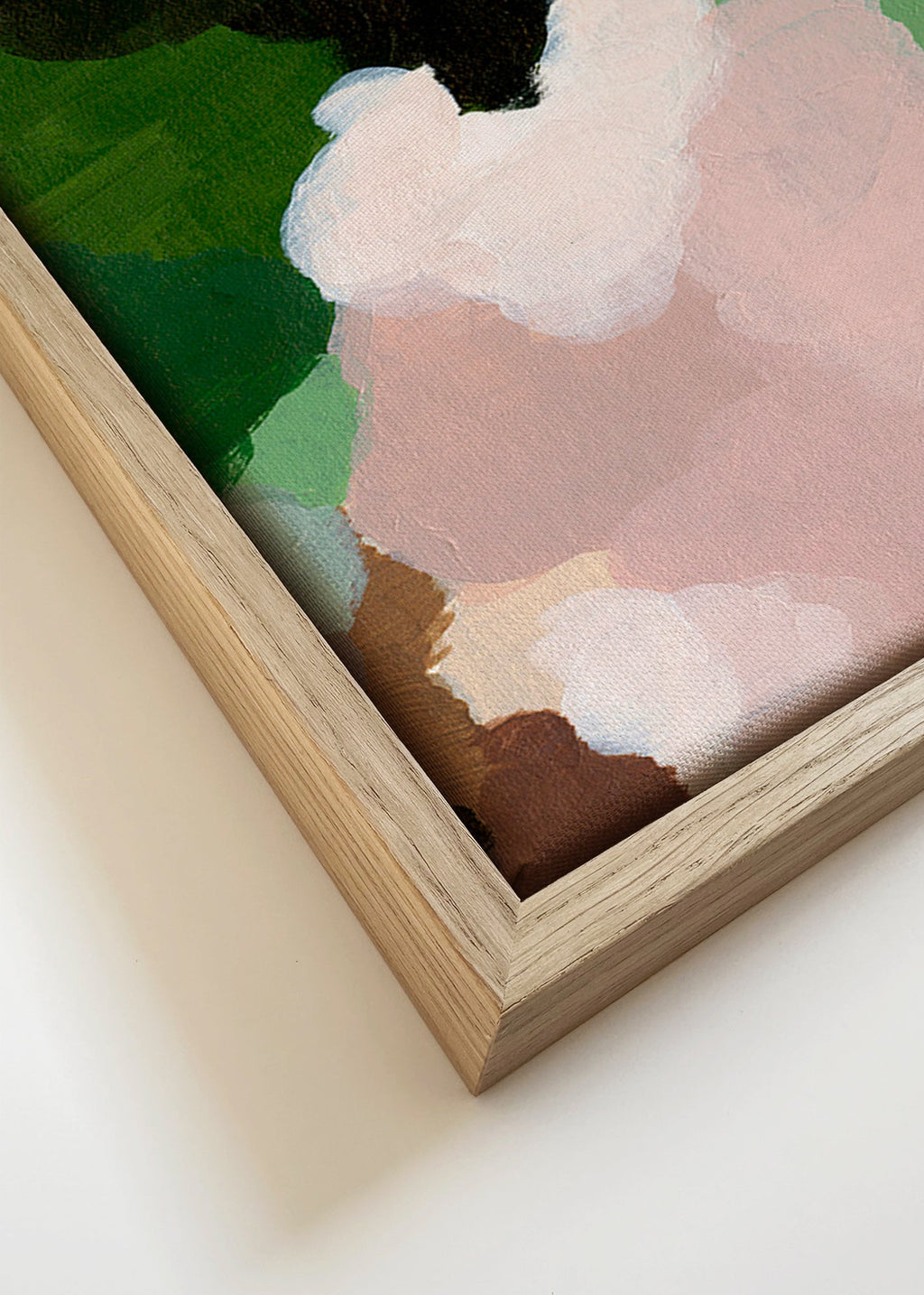 Abstrakt konstverk med organiska gröna former – Canvas detail