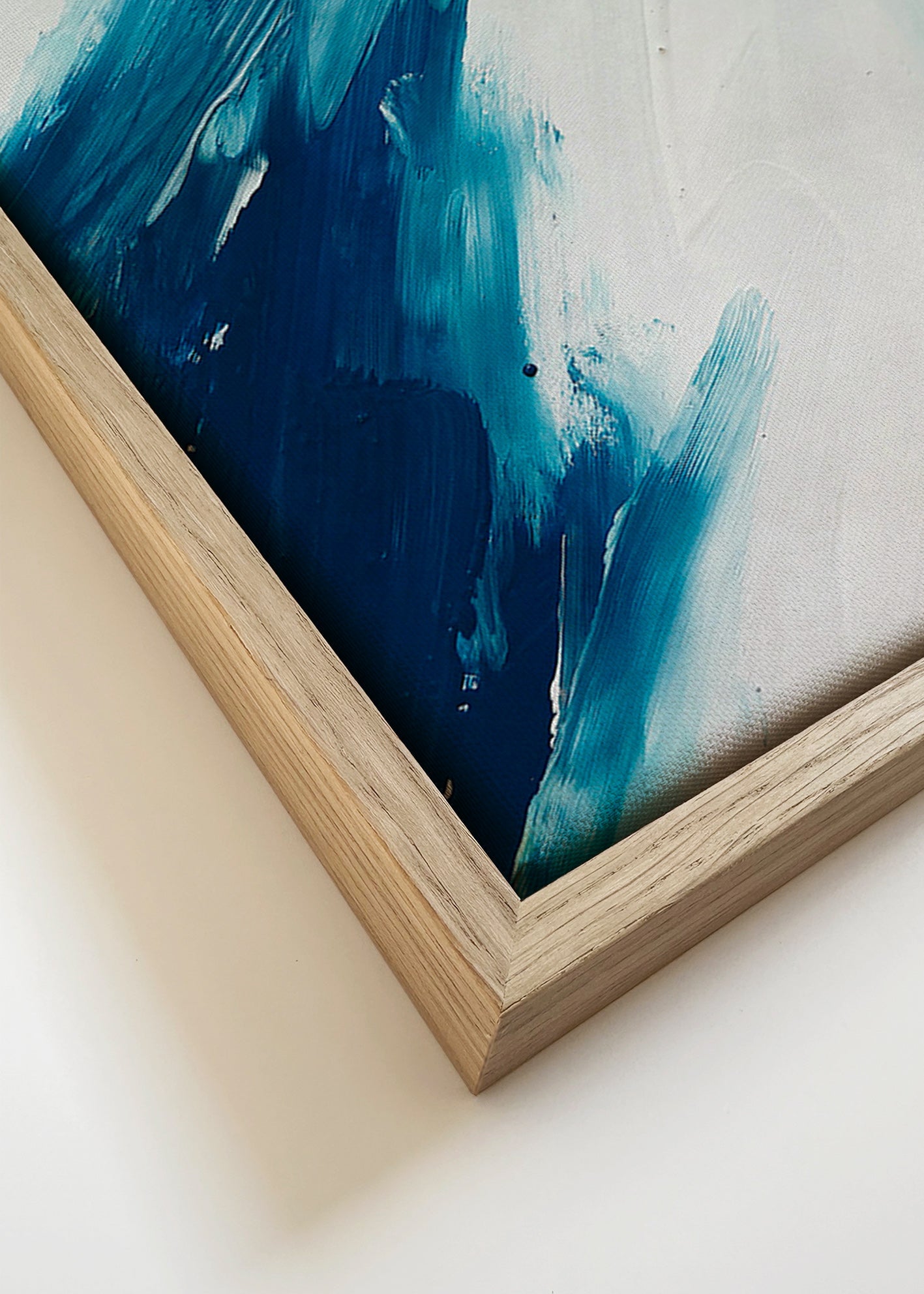 Abstrakt konst blå penseldrag – Canvas detail