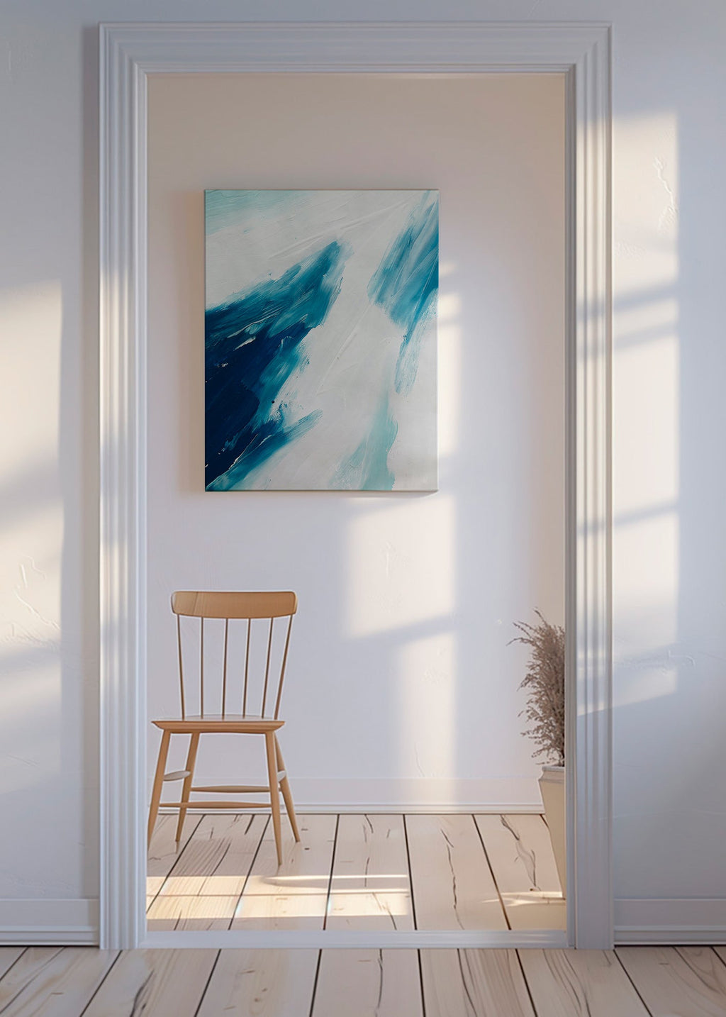 Abstrakt konst blå penseldrag – Canvas