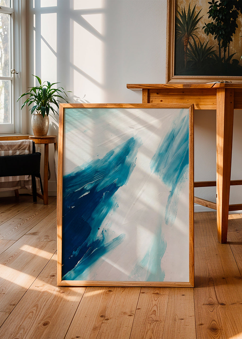 Abstrakt konst blå penseldrag – Product1