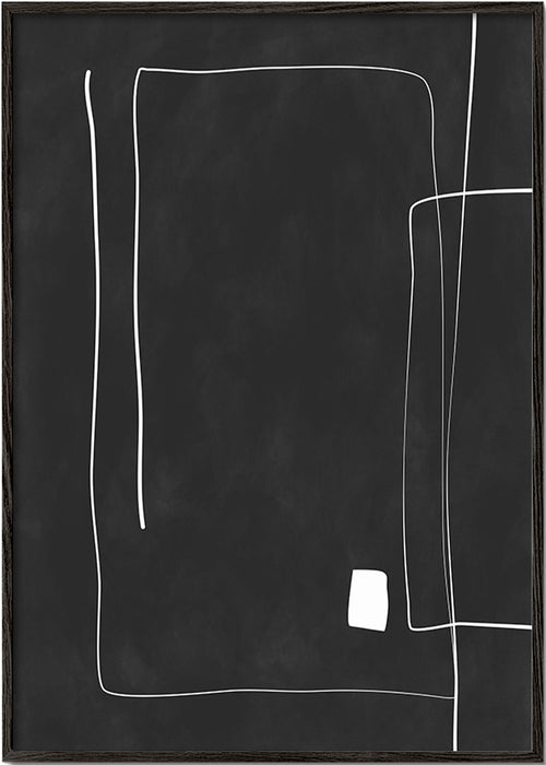 Minimalistisk tavla med vita linjer på svart bakgrund – Black Frame
