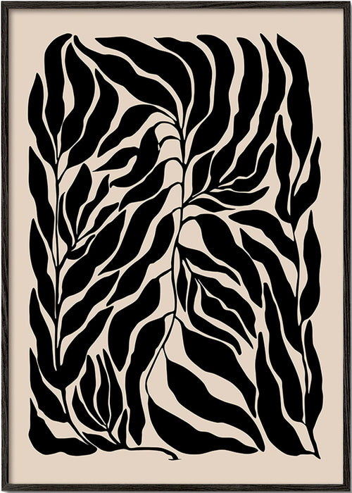 Botanisk poster svarta blad-silhuetter – Black Frame