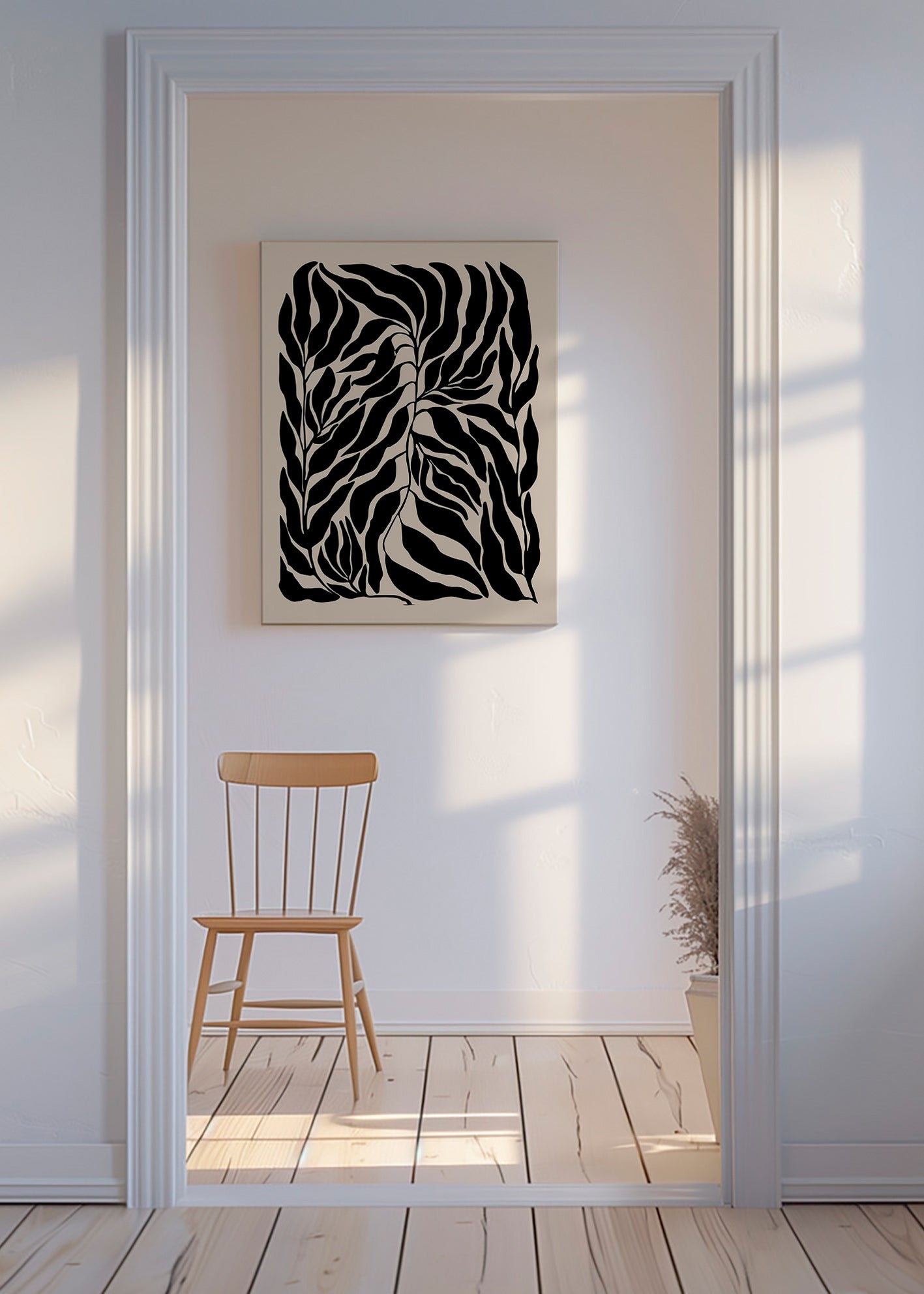 Lámina botánica hojas en silueta negra – Canvas
