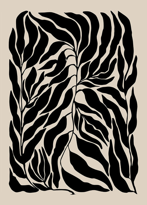 Botanisk poster svarta blad-silhuetter