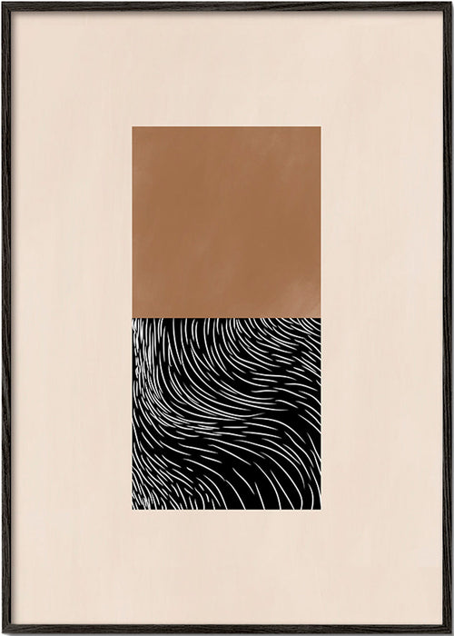Geometrisk tavla med två texturerade block – Black Frame