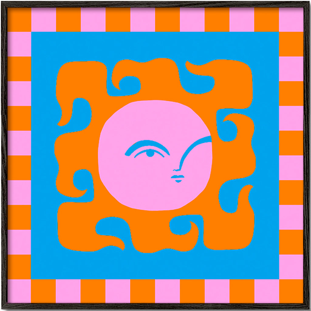 Lekfull solillustration – Black Frame