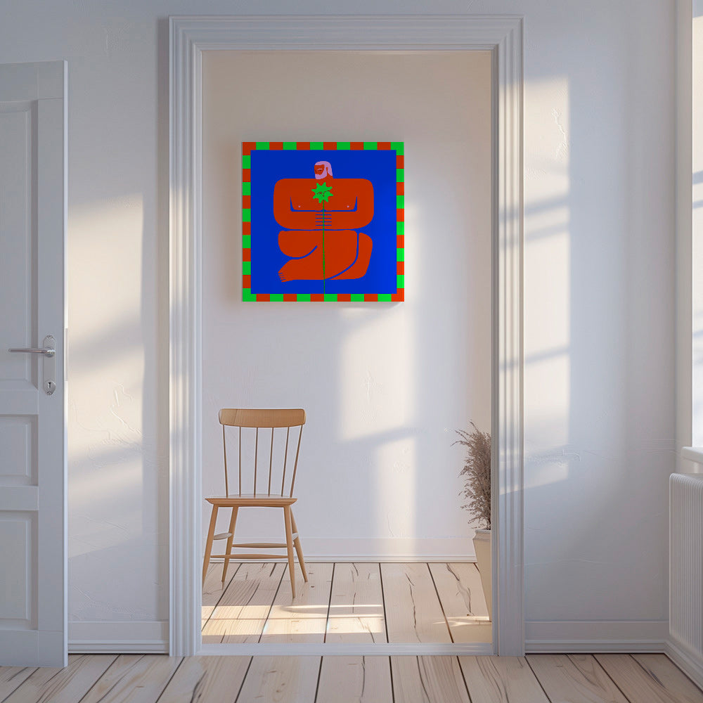 Illustration av figur som håller en blomma – Canvas