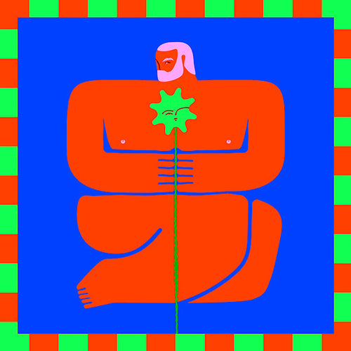 Illustration av figur som håller en blomma