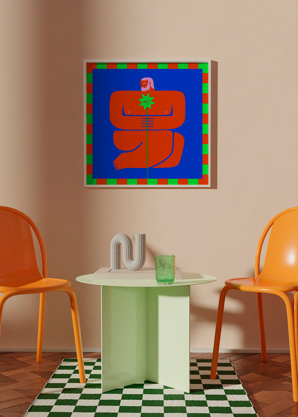 Illustration av figur som håller en blomma – Product2