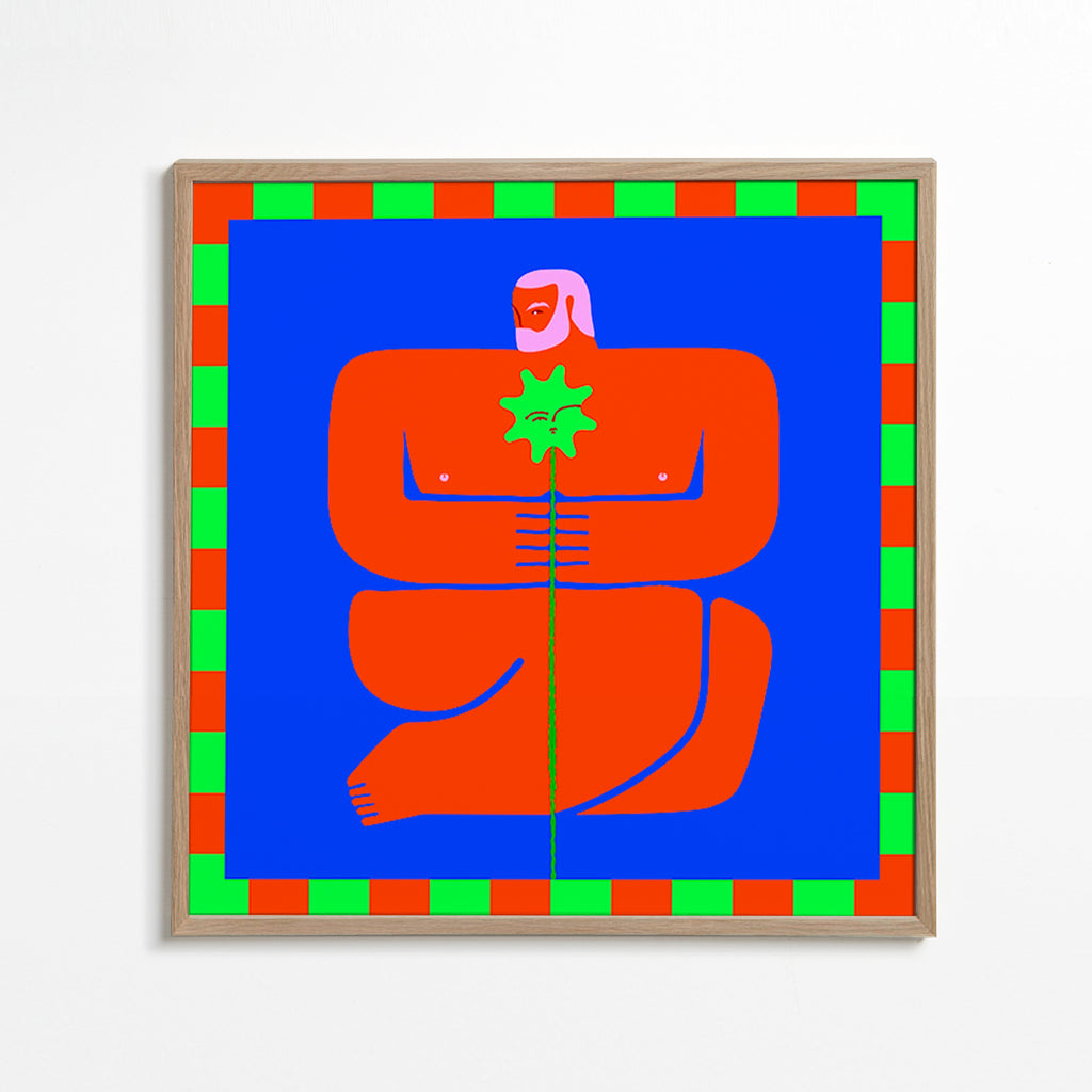 Illustration av figur som håller en blomma – Oak Frame