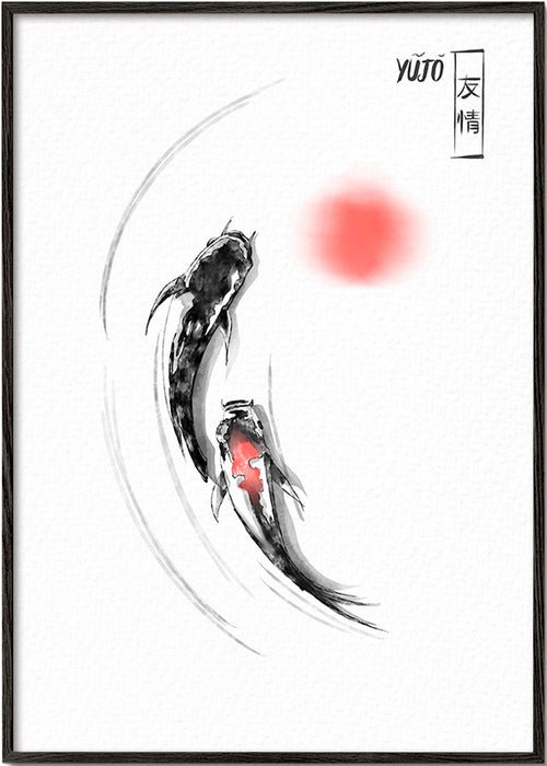 Koi-illustration japansk minimalistisk – Black Frame