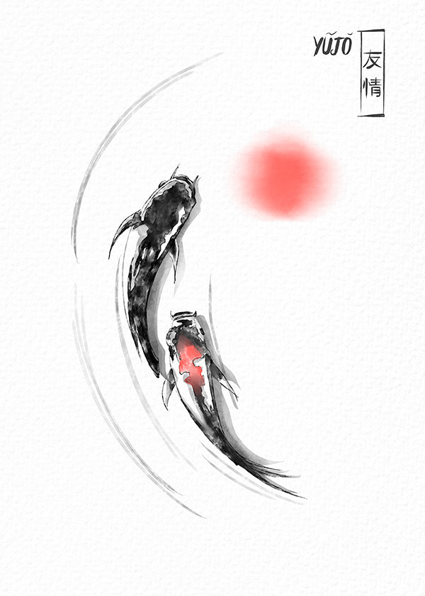 Koi-illustration japansk minimalistisk