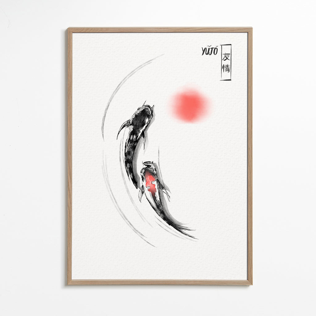 Koi-illustration japansk minimalistisk – Oak Frame