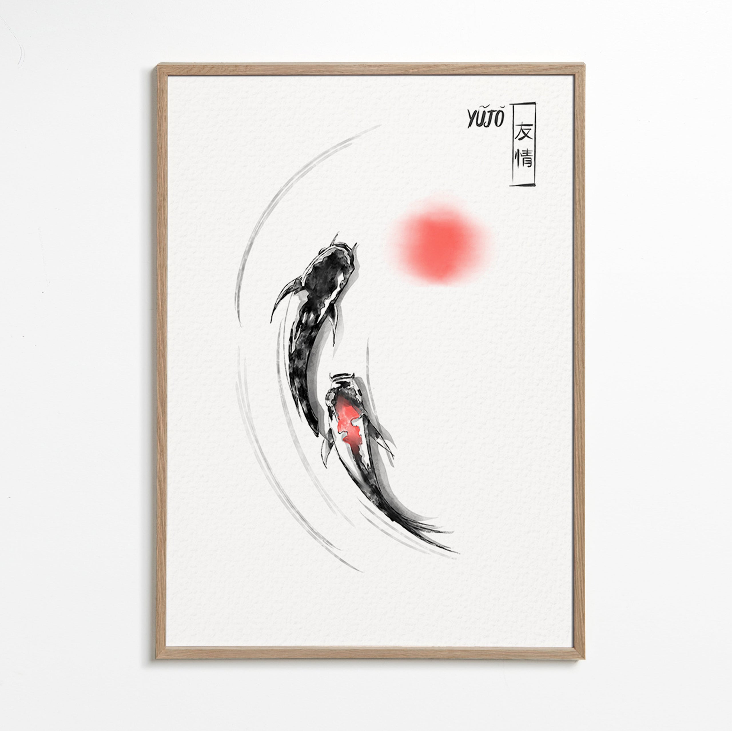 Koi-illustration japansk minimalistisk – Oak Frame