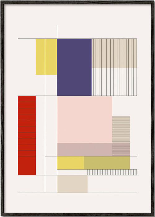 Geometrisk konst med staplade block – Black Frame