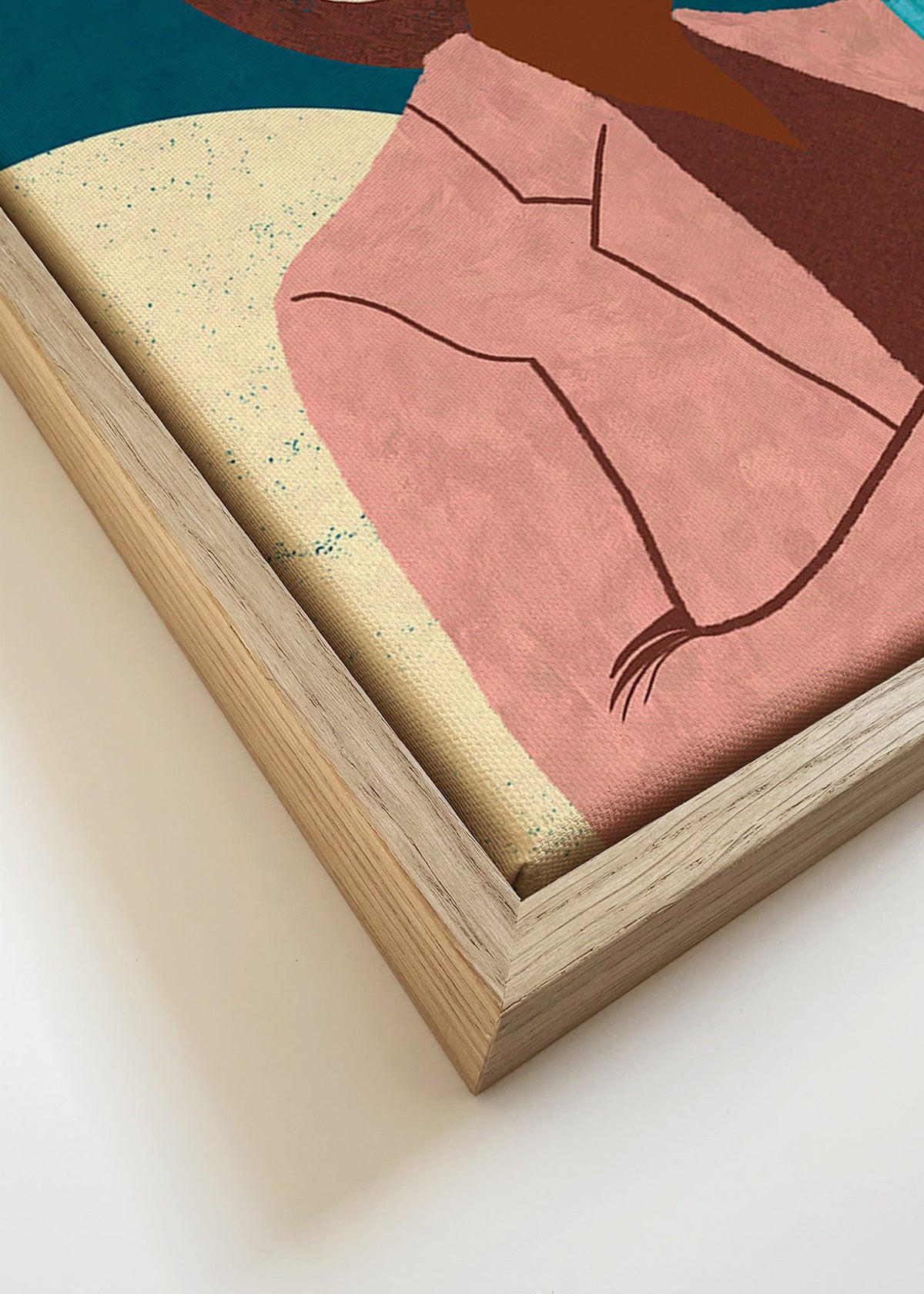 Illustration av musiker med blåsinstrument – Canvas detail