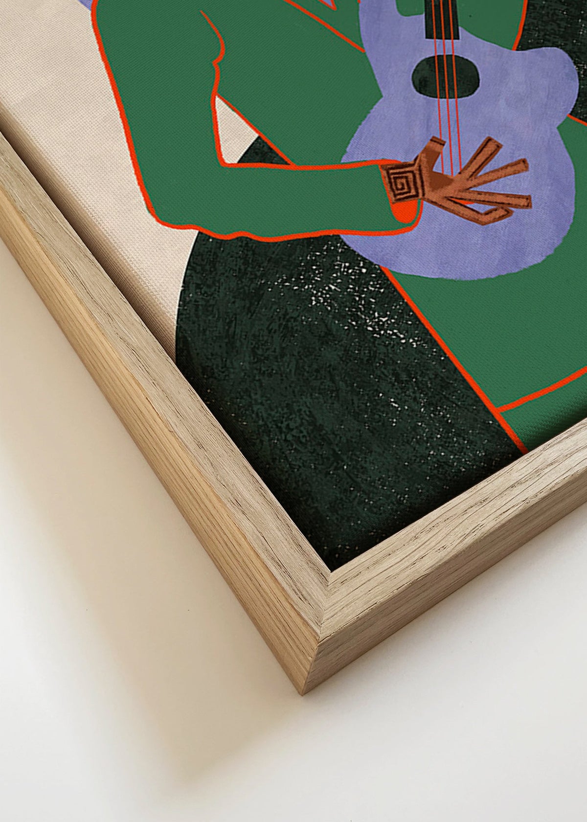 Illustration musiker med gitarr och halo – Canvas detail