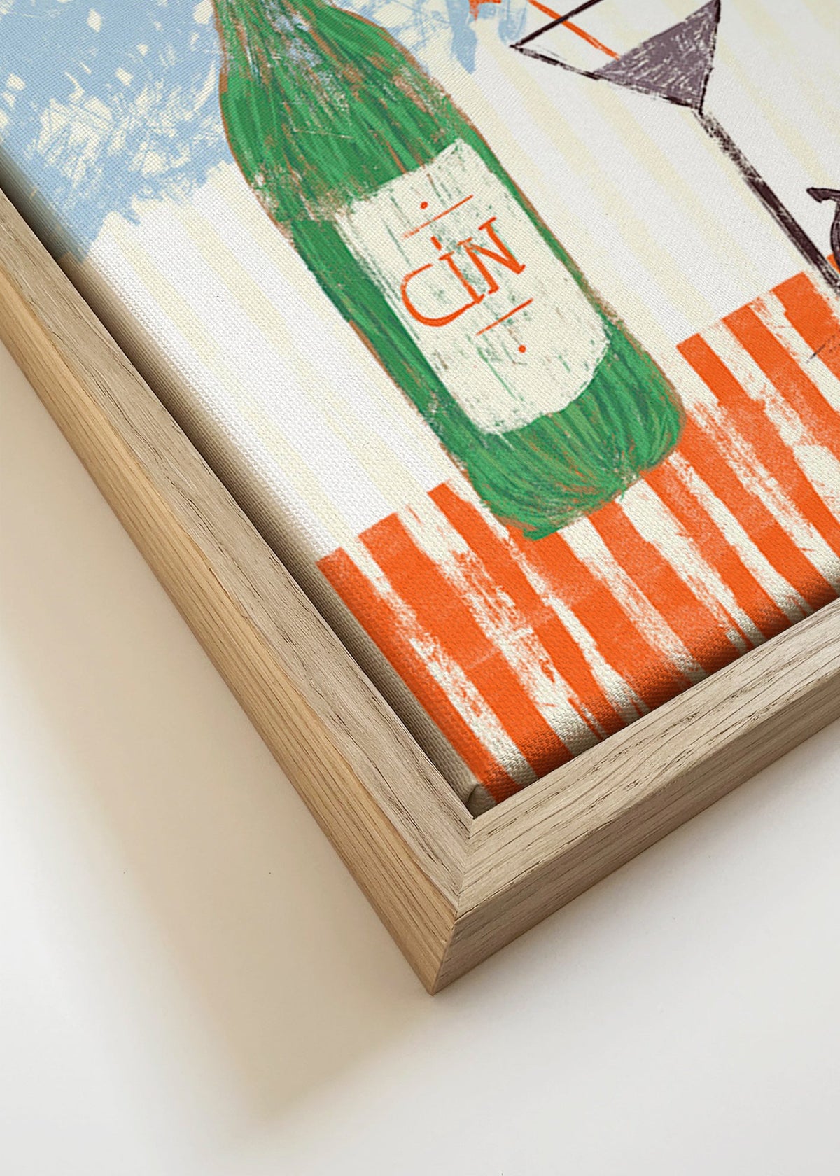Kökskonst med illustrerad ginflaska – Canvas detail