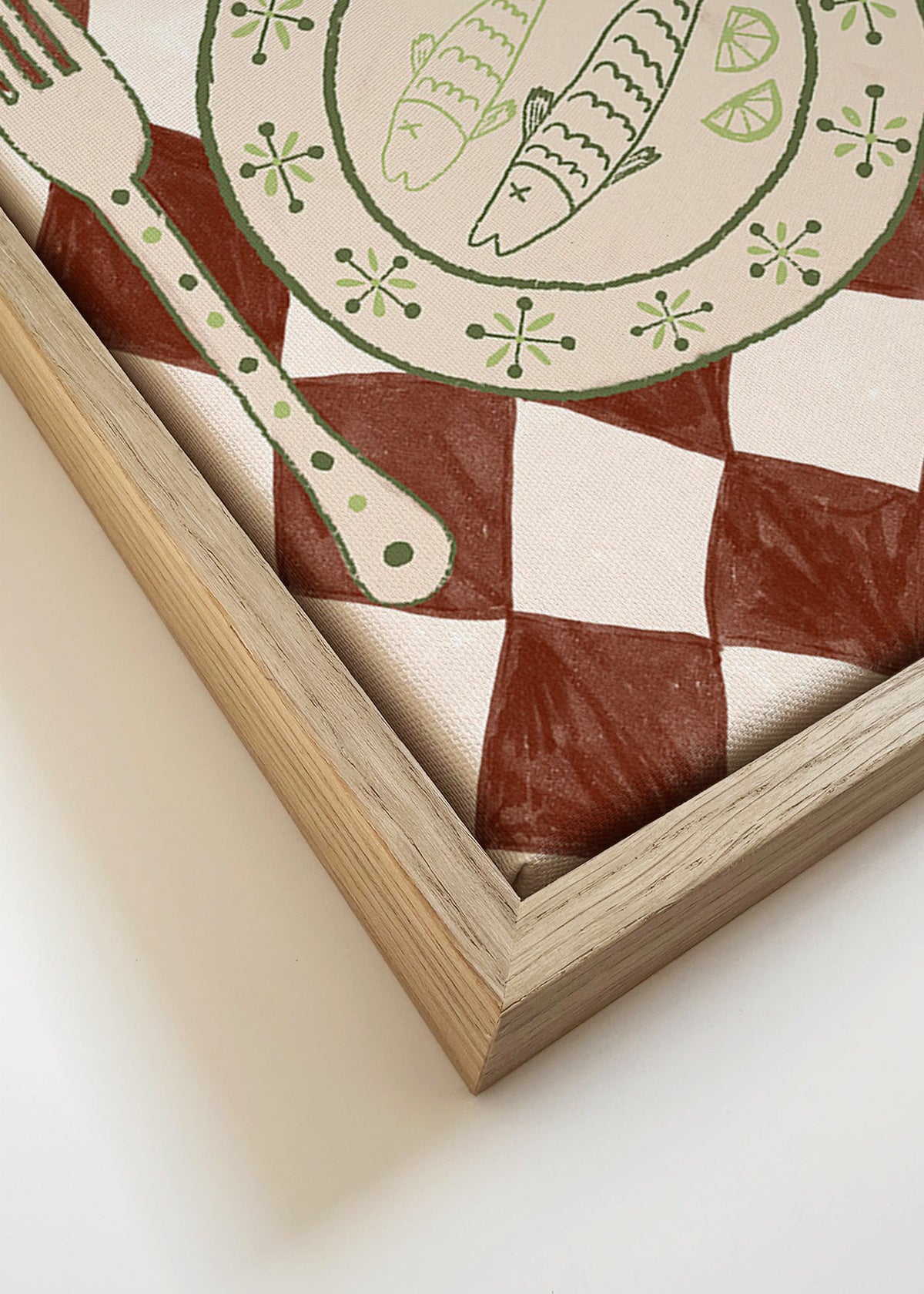 Kökskonst: fiskfat på rombmönster – Canvas detail