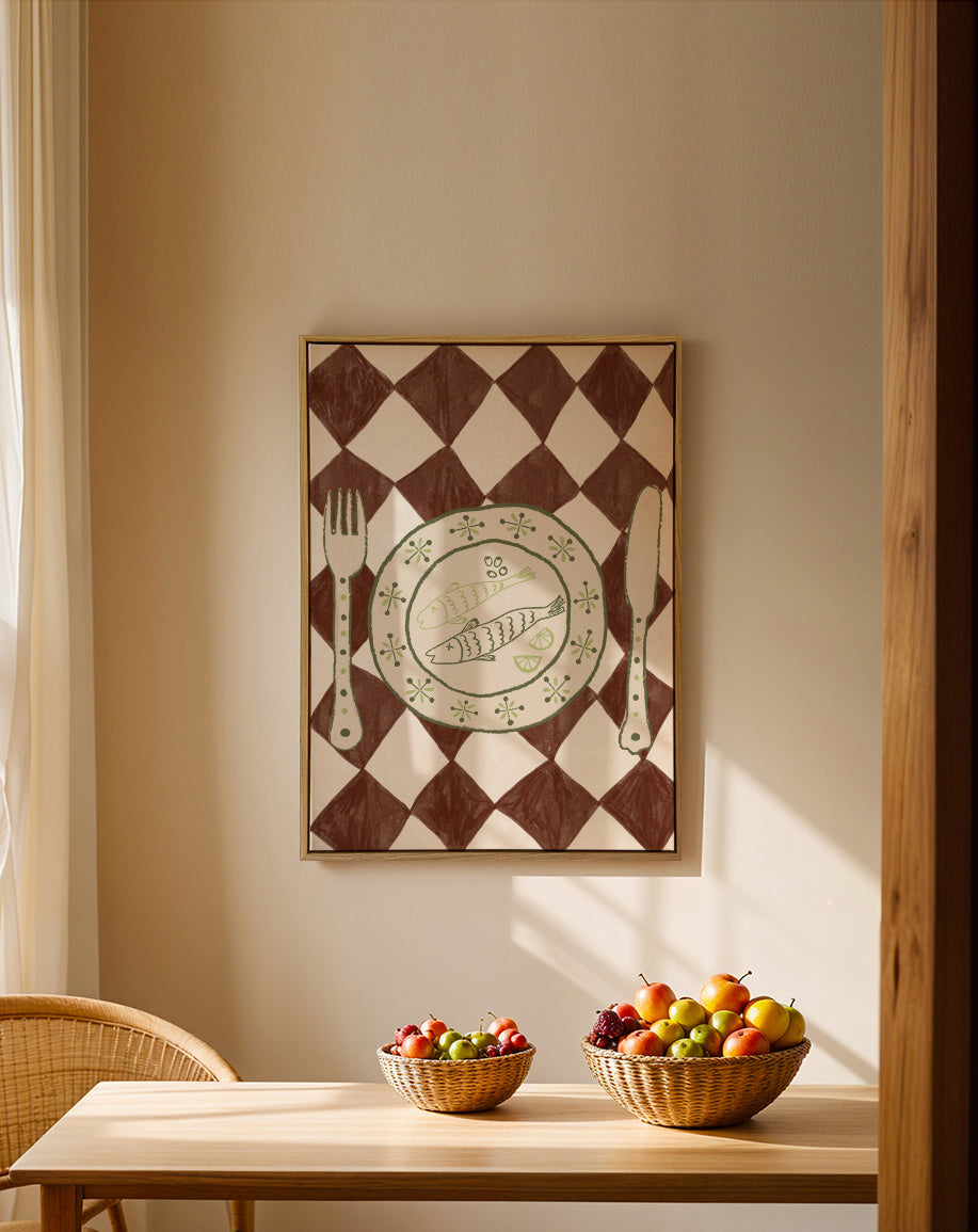 DINNER - Framed canvas in an interior