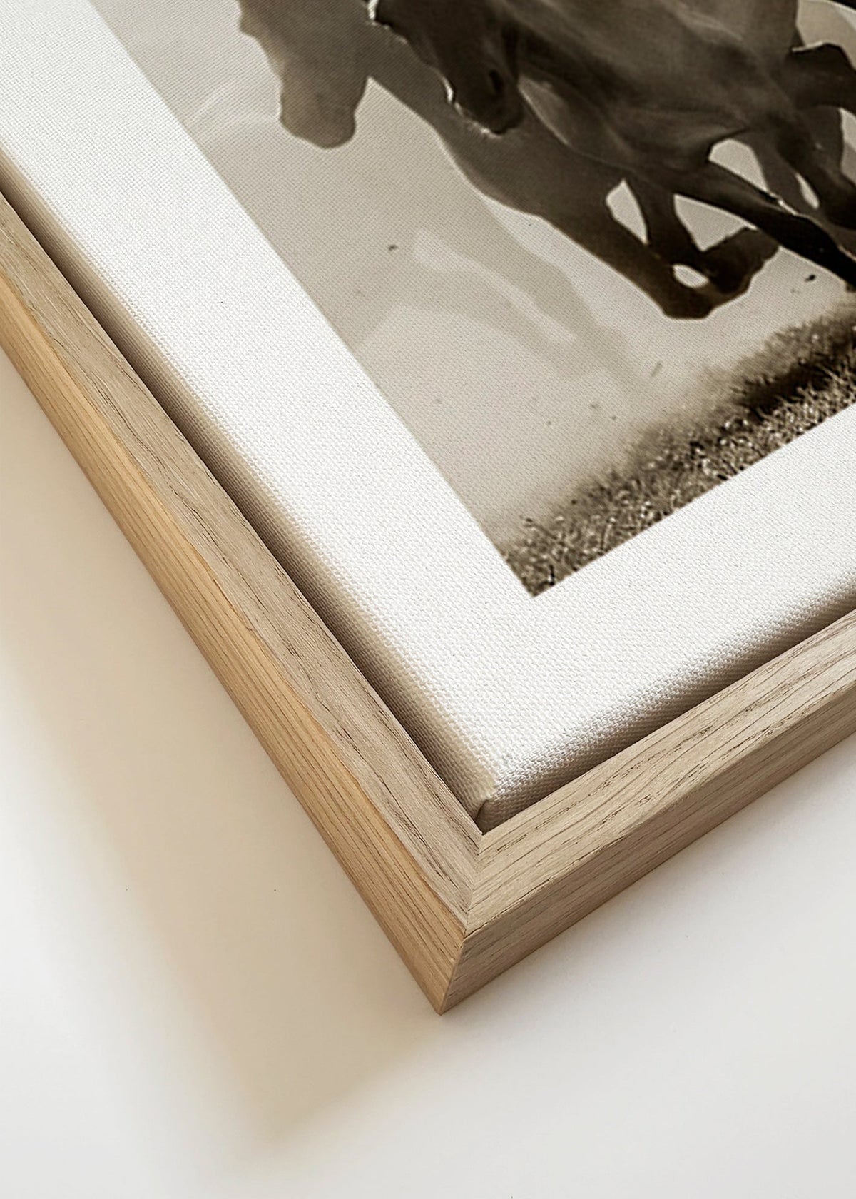Springande hästar i sepia – Canvas detail