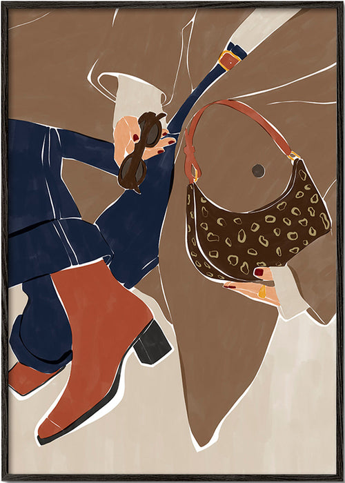 Modeillustration med väska och stövlar – Black Frame