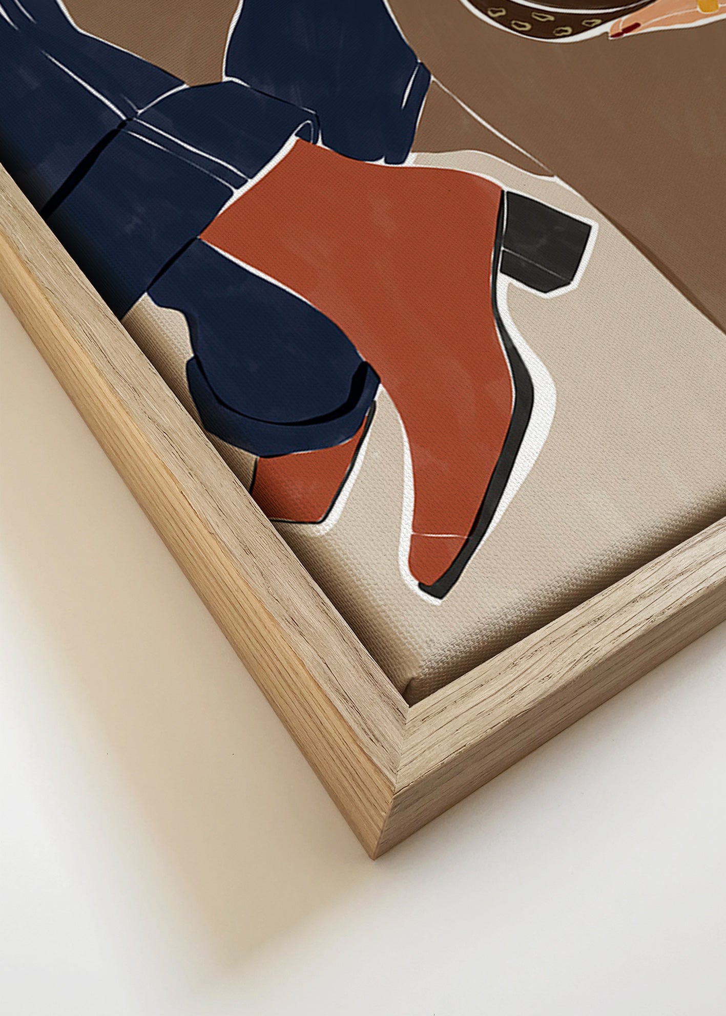 Modeillustration med väska och stövlar – Canvas detail