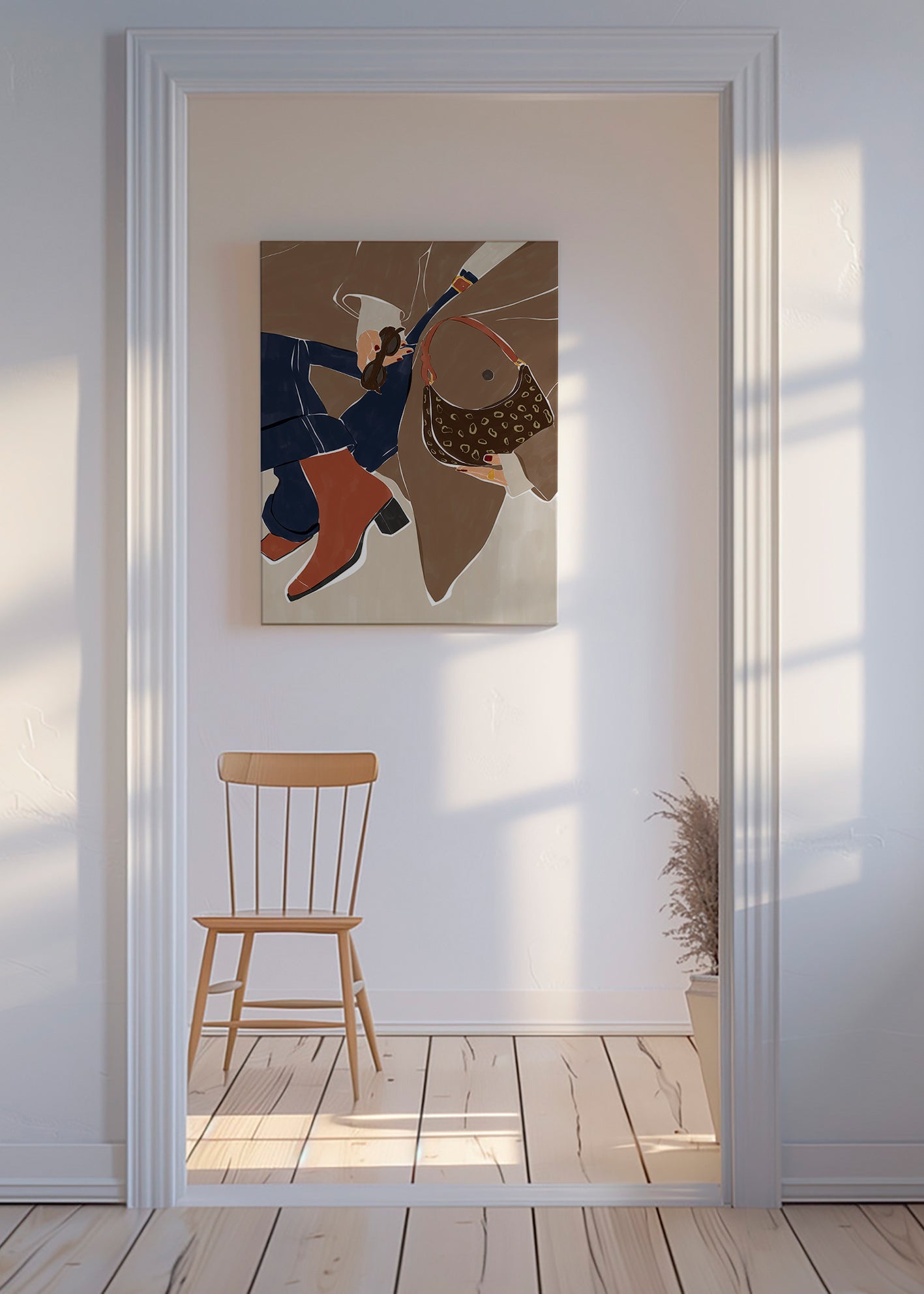 Modeillustration med väska och stövlar – Canvas