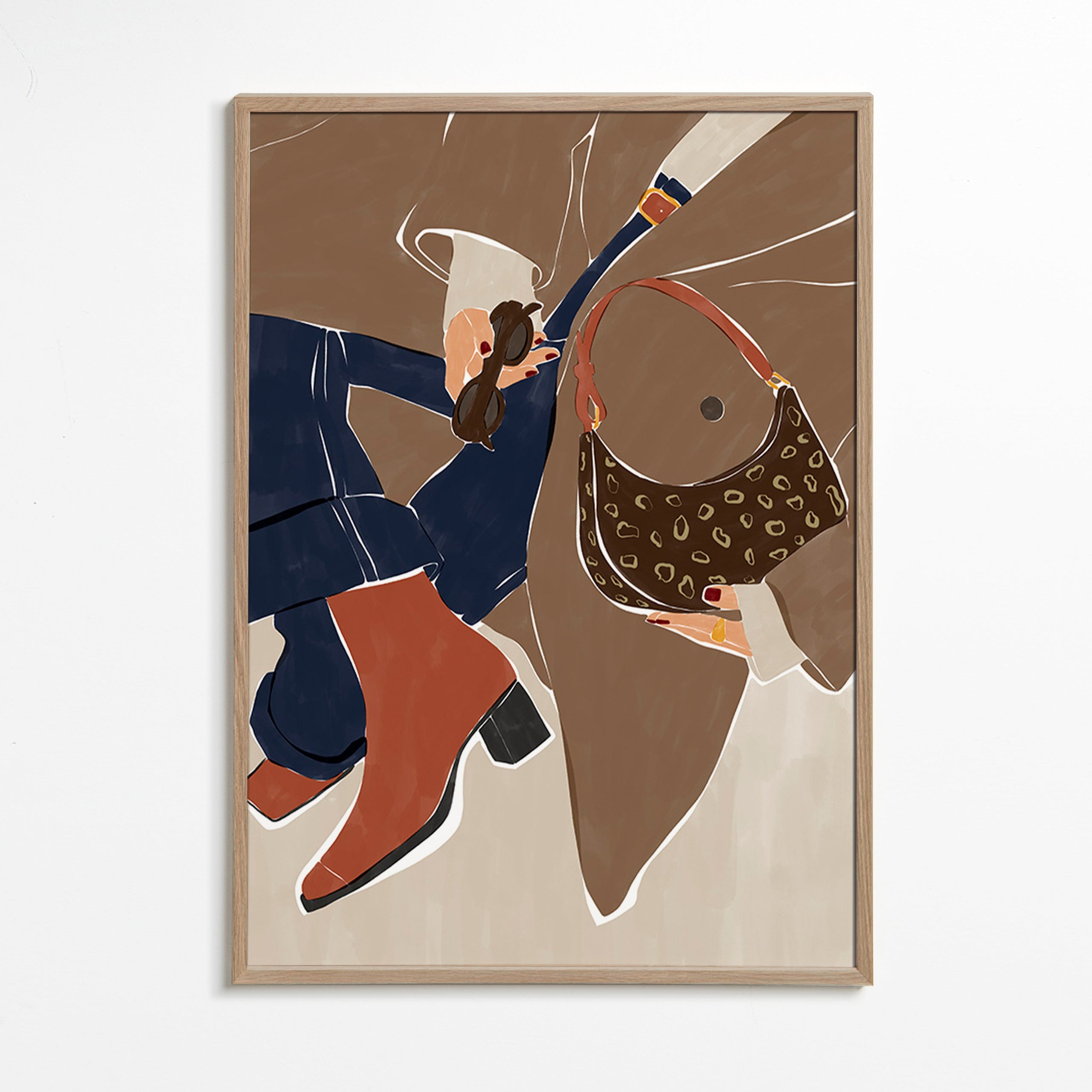 Modeillustration med väska och stövlar – Oak Frame
