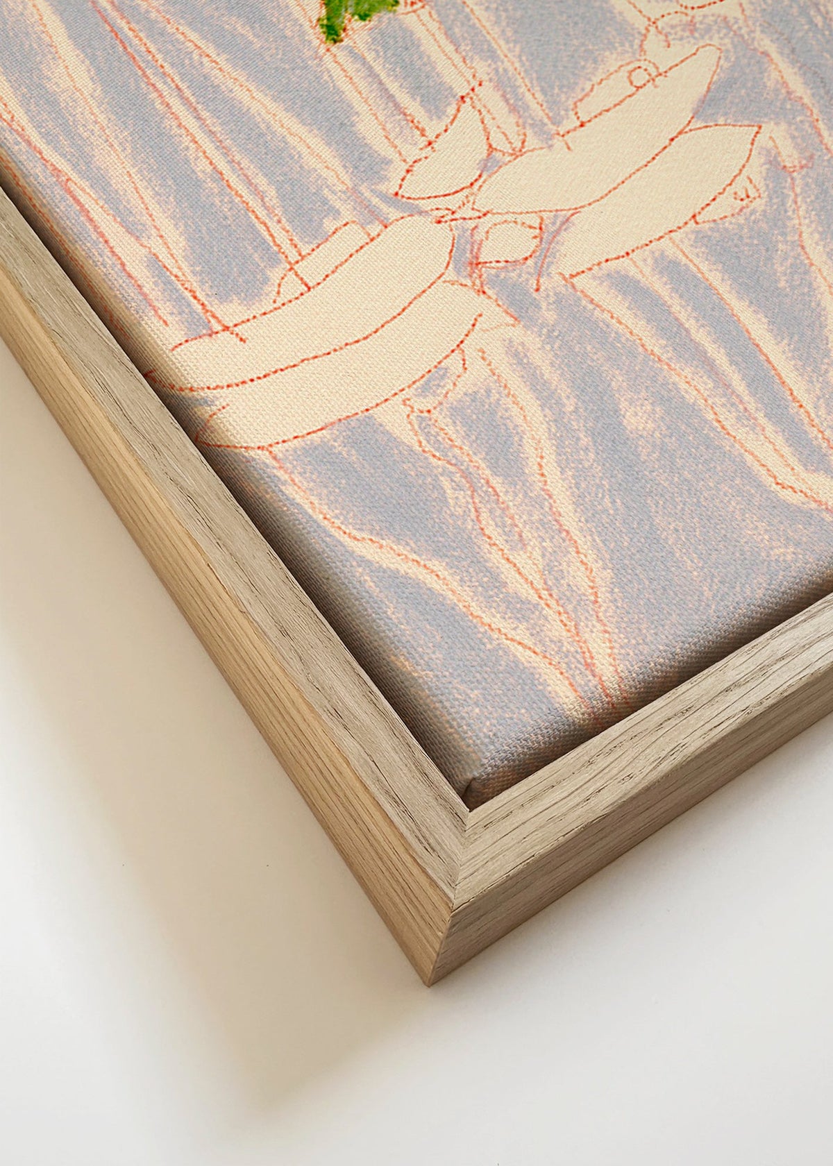 Landskapskonst med segelbåtar och grön kulle – Canvas detail