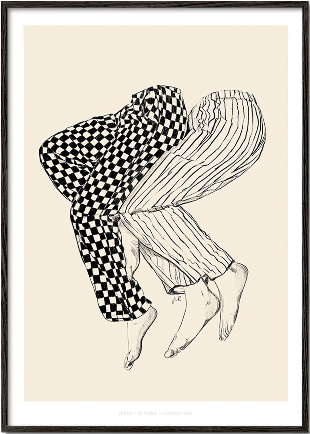 Illustration av sammanflätade ben – Black Frame