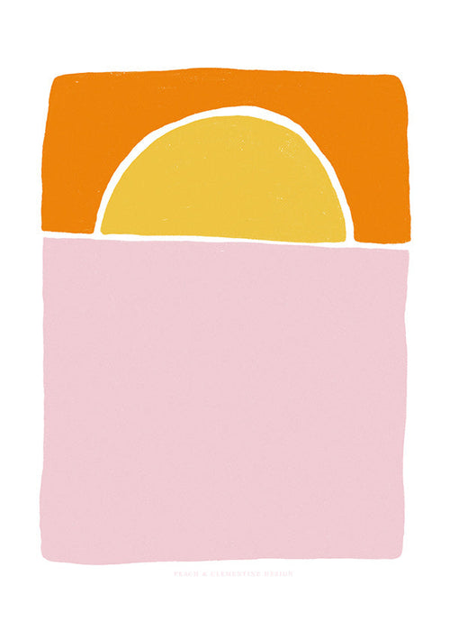 Abstrakt konst halvcirkel rosa och orange