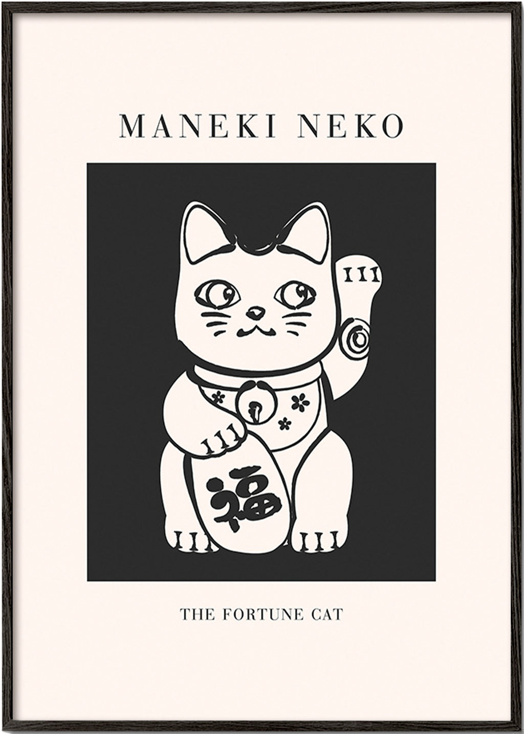 Maneki Neko illustration – Black Frame
