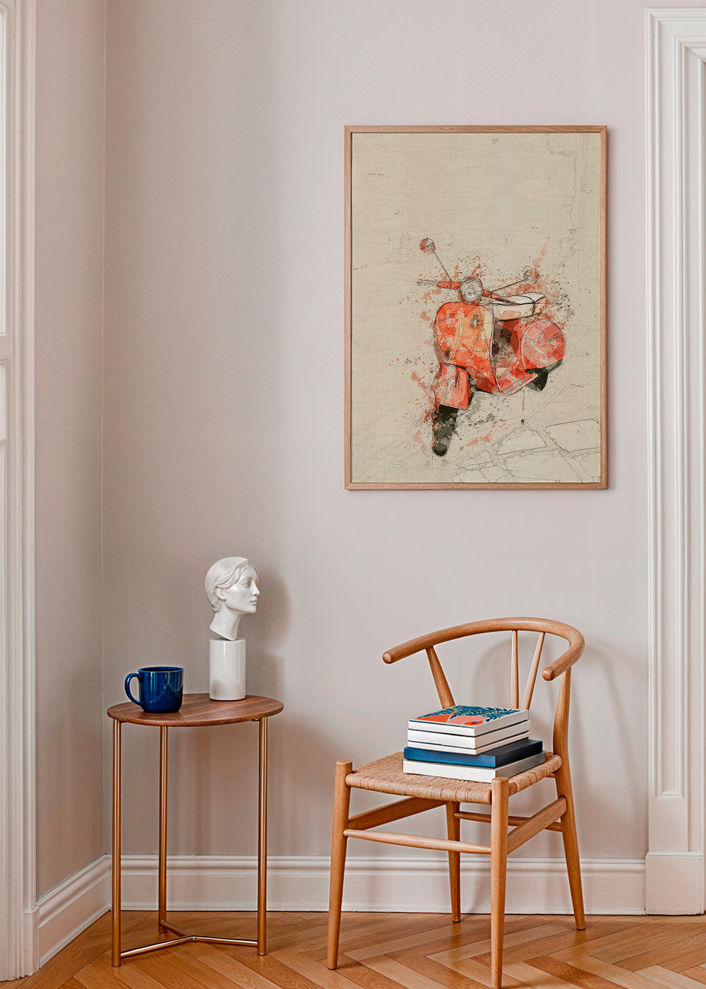 Illustration Röd Vespa på texturerad bakgrund – Product2