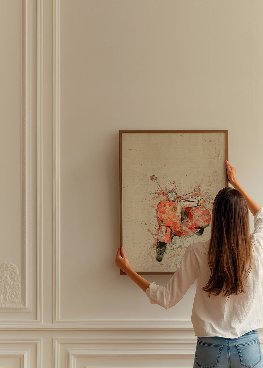 Illustration Röd Vespa på texturerad bakgrund – Product3
