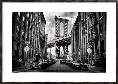 Kökskonst: Manhattan Bridge svartvit – Black Frame