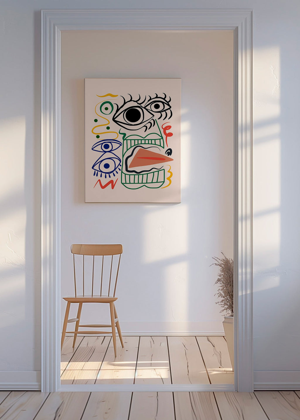 Linjekonst med uttrycksfulla ögon – Canvas