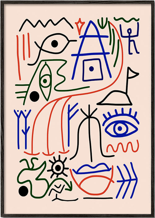 Flerfärgad linjesymbolsillustration – Black Frame