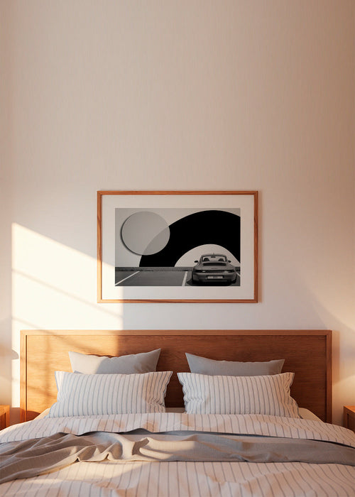 Fotografi Porsche 911 med geometriskt mural – Product1