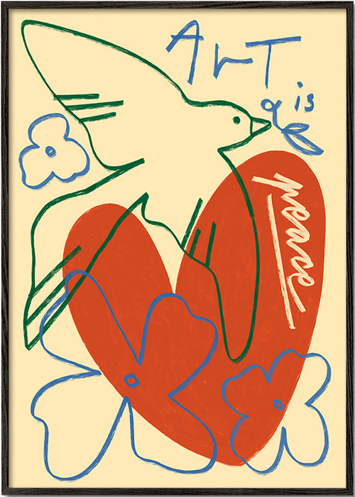 Illustration duva och hjärta lösa streck – Black Frame