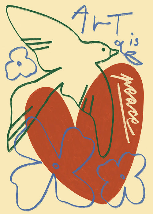 Illustration duva och hjärta lösa streck